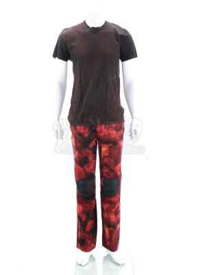 Lot # 291 - The Divergent Series: Allegiant (2016): Tobias "Four" Eaton's Stunt Red Fringe Mission T-Shirt and Pants