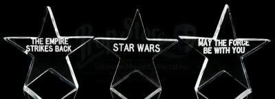 Lot # 388: Full Set of Three Lucasfilm Lucite Star Crew Gifts