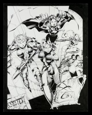 Lot # 462: Large Pin-Up of Four Female Characters