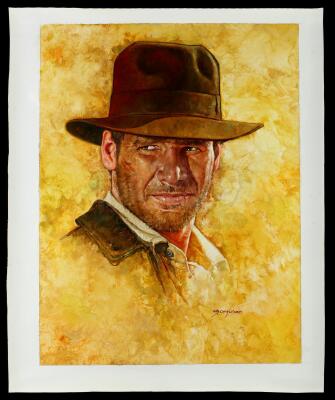 Lot # 574: Hand-Painted Indiana Jones Portrait