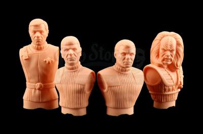 Lot # 651: Four Rotocast Head/Torsos: McCoy, Spock, Kirk, and Klaa