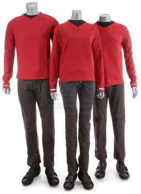 Lot # 150: STAR TREK (2009) & STAR TREK INTO DARKNESS (2013) - Three Men's USS Enterprise Operations Lieutenant Uniforms