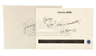 Lot # 256: STAR TREK INTO DARKNESS (2013) - Captian James T. Kirk's Card from Mother with Envelope