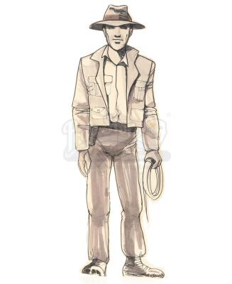 Lot #366 - INDIANA JONES AND THE TEMPLE OF DOOM (1984)/INDIANA JONES AND THE LAST CRUSADE (1989) - Hand-Drawn ILM Indiana Jones Scale Reference Cut-Out