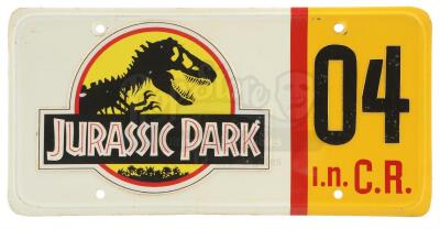 Lot #423 - JURASSIC PARK (1993) - Tour Vehicle 04 License Plate