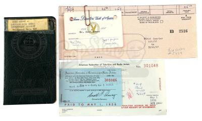 Lot #467 - VARIOUS PRODUCTIONS - Desi Arnaz's SDGA Receipts and Card, AFTRA Receipts and Bank Book