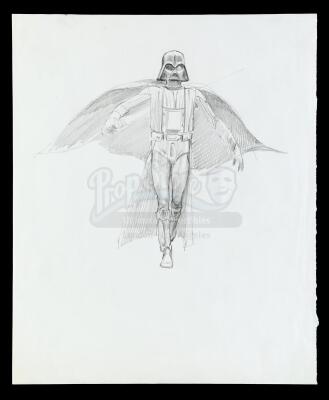 Lot #698 - STAR WARS: THE EMPIRE STRIKES BACK (1980) - Hand-Drawn Ralph McQuarrie Darth Vader Concept Sketch