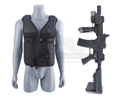 Lot #239 - THE EXPENDABLES 2 (2012) - Barney Ross' (Sylvester Stallone) Tactical Vest and Stunt Rifle