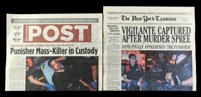 Lot # 296: Marvel's Daredevil (TV Series) - The Punisher New York Examiner and Kitchen Post Newspaper Covers