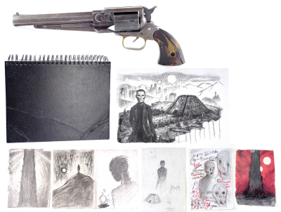 Lot #79 - THE DARK TOWER (2017) - The Gunslinger's (Idris Elba) Hero Pistol and Book with Printed Artwork