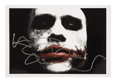 Lot #468 - THE DARK KNIGHT (2008) - Heath Ledger-autographed Joker Photo