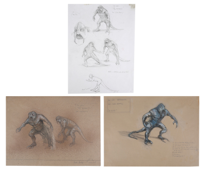 Lot #540 - DOCTOR WHO: THE MUTANTS (T.V. SERIES, 1972) - Set of Hand-drawn James Acheson Mutant Costume Designs