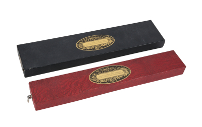 Lot #623 - HARRY POTTER AND THE PHILOSOPHER'S STONE (2001) - Pair of Ollivanders Wand Boxes Premiere Gifts