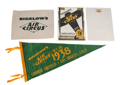 Lot #841 - THE ROCKETEER (1991) - Bigelow's Air Circus Programme, Pennant, Canvas Piece, and Headed Paper