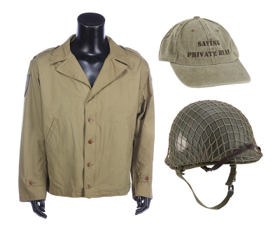 Lot #849 - SAVING PRIVATE RYAN (1998) - 101st Airborne Helmet, Crew Jacket and Cap