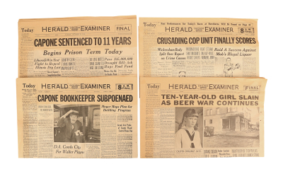 Lot #1079 - THE UNTOUCHABLES (1987) - Four Chicago Herald-Examiner Newspapers